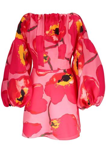 Carolina Herrera puff-sleeved floral mini dress - Rosa