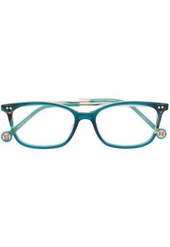 Carolina Herrera Eckige Brille in Schildpattoptik - Blau