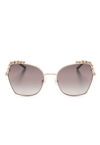 Carolina Herrera Eckige Sonnenbrille mit Kristallen - Gold