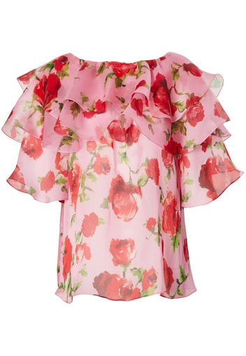 Carolina Herrera Seidenbluse mit Blumen-Print - Rosa