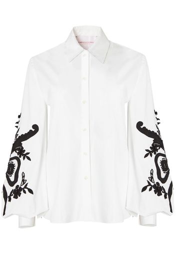 Carolina Herrera embroidered balloon-sleeved shirt - WHITE