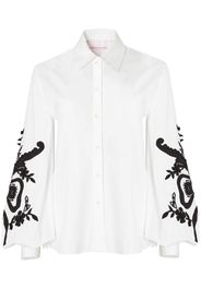 Carolina Herrera embroidered balloon-sleeved shirt - WHITE