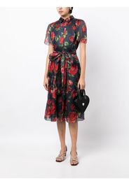 Carolina Herrera floral-print belted silk shirt dress - Blau