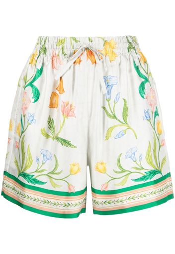 Casablanca floral-print silk shorts - Weiß