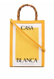 Casablanca logo-print bamboo-handle tote bag - Gelb