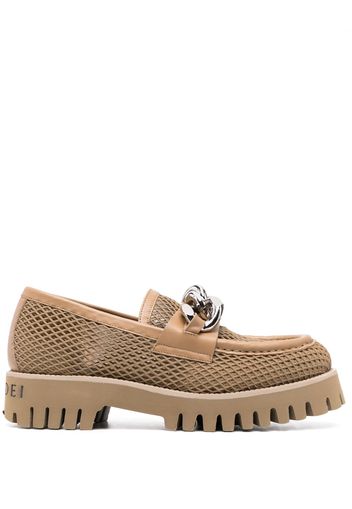 Casadei chain-trim mesh loafers - Nude