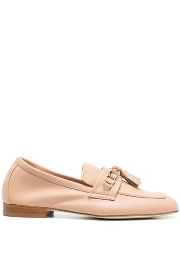 Casadei chunky chain-link leather loafers - Nude