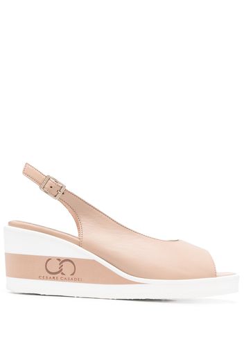 Casadei striped wedge sandals - Nude