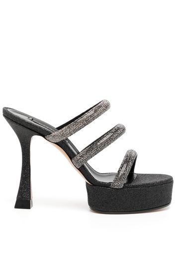 Casadei rhinestone-strap heeled mule sandals - Schwarz