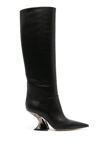 Casadei Kniehohe Lederstiefel 85mm - Schwarz