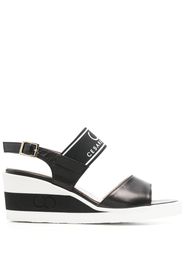 Casadei logo-print wedge sandals - Schwarz