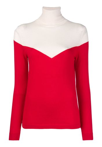 Cashmere In Love Zweifarbiger Rollkragenpullover - Rot