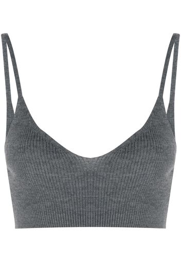 Cashmere In Love Geripptes Cropped-Stricktop - Grau