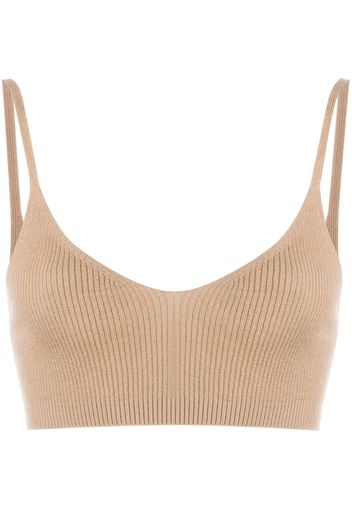 Cashmere In Love Geripptes Cropped-Stricktop - Nude