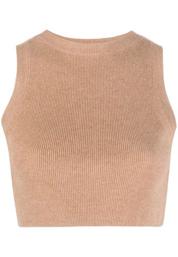 Cashmere In Love Geripptes Cropped-Stricktop - Nude