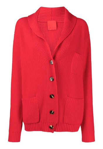 Cashmere In Love Gerippter Cardigan mit Knöpfen - Rot