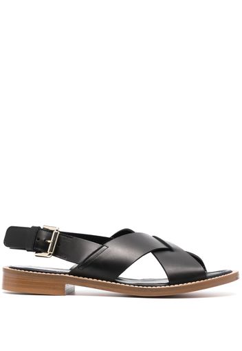 Cenere GB flat leather sandals - Schwarz