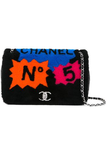 CHANEL Pre-Owned Gesteppte Schultertasche mit Fellbesatz - Schwarz