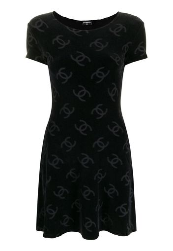 Chanel Pre-Owned 1990s Minikleid mit Logo-Print - Schwarz