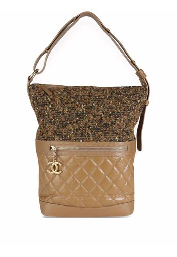 Chanel Pre-Owned diamond-quilted tweed hobo bag - Braun