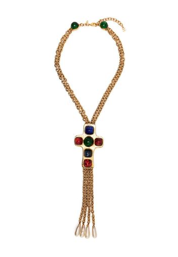 Chanel Pre-Owned cross-pendant chain necklace - Gold