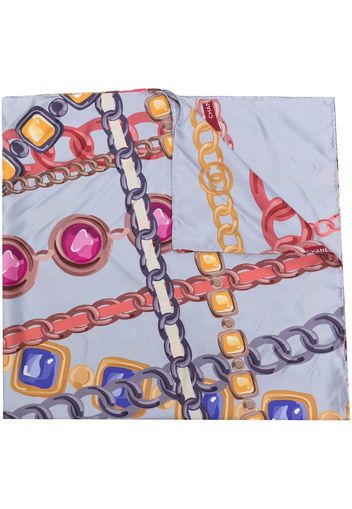 Chanel Pre-Owned jewellery print silk scarf - Blau