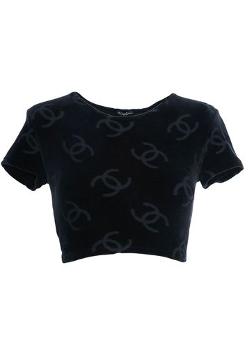 Chanel Pre-Owned 1990s CC logo-print crop top - Schwarz