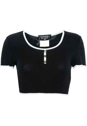 Chanel Pre-Owned 1995-1996 cropped knit top - Schwarz