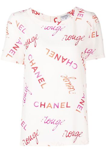 Chanel Pre-Owned 1996 logo-print silk T-shirt - Nude