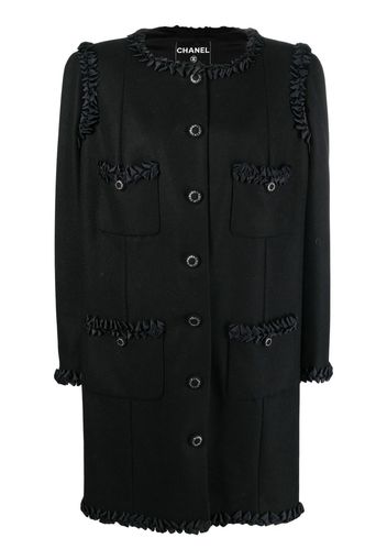 CHANEL Pre-Owned 2008 ruffle-detailed wool-blend coat - Schwarz