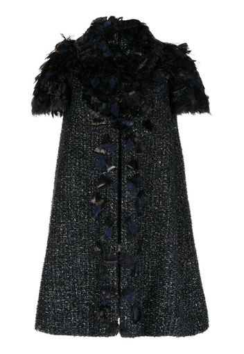 CHANEL Pre-Owned Tweed-Mantel mit Federn - Schwarz