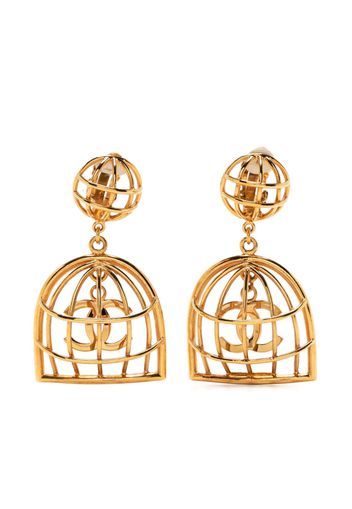 CHANEL Pre-Owned 1993 Birdcage Ohrclips mit CC - Gold