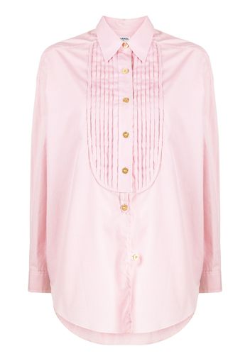 CHANEL Pre-Owned 1990-2000s logo-button bib-collar shirt - Rosa