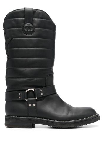 CHANEL Pre-Owned 2010s Gesteppte Stiefel mit CC - Schwarz