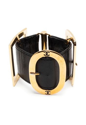 CHANEL Pre-Owned double-buckle leather bracelet - Schwarz