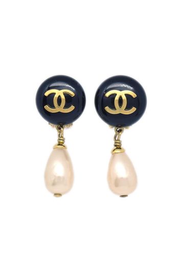 CHANEL Pre-Owned 1994 CC Ohrclips mit Kunstperle - Gold