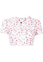 CHANEL Pre-Owned 1995 Cropped-Top mit Lippenstift-Print - Weiß