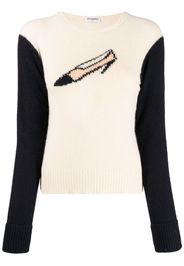 CHANEL Pre-Owned 1990-2000s shoe-motif cashmere jumper - Weiß