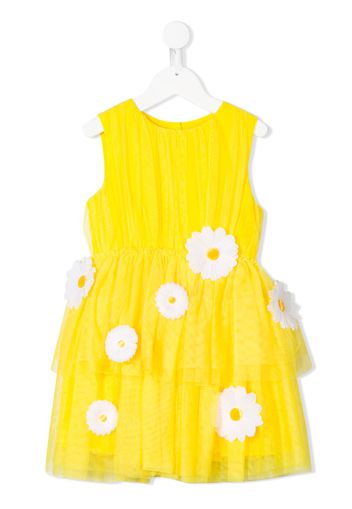 Charabia Kleid mit Blumenstickerei - Gelb