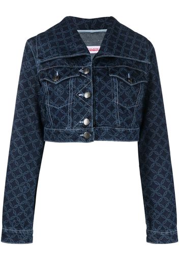 Charles Jeffrey Loverboy cropped monogram-print denim jacket - Blau