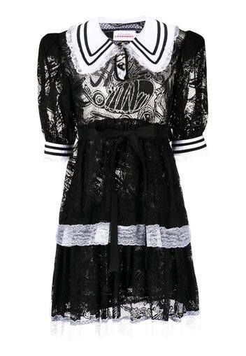 Charles Jeffrey Loverboy Gestuftes Spitzenkleid - Schwarz