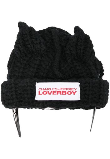 Charles Jeffrey Loverboy logo-patch knitted beanie - Schwarz