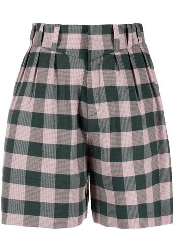 Charles Jeffrey Loverboy Harvey Milk gingham cotton-blend seersucker shorts - Grün