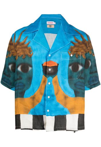 Charles Jeffrey Loverboy graphic-print linen shirt - Blau