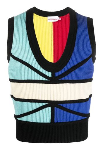 Charles Jeffrey Loverboy colour-block knitted vest - Blau