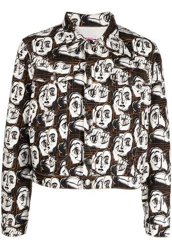 Charles Jeffrey Loverboy Art face-print denim jacket - Schwarz