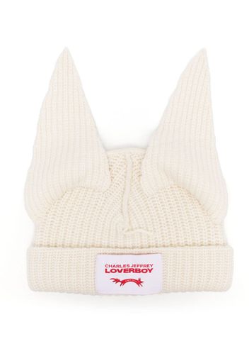 Charles Jeffrey Loverboy animal-ears knitted beanie - Nude