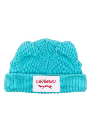 Charles Jeffrey Loverboy Chunky Ears logo-patch beanie - Blau