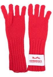 Charles Jeffrey Loverboy logo-patch knitted gloves - Rot