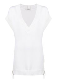 Charlott ribbed-knit V-neck top - Weiß